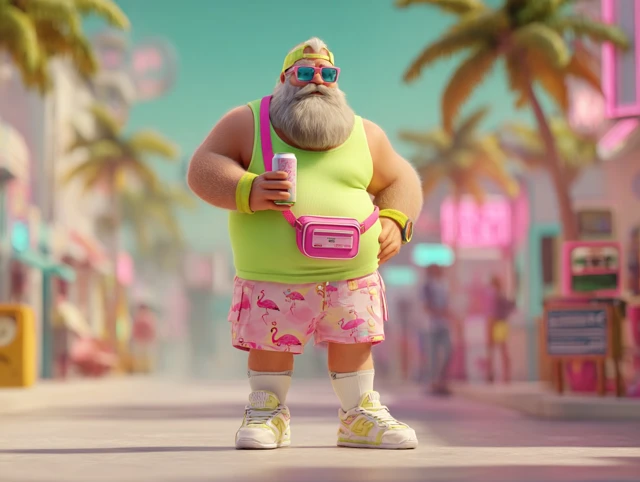 90s Party Dad in Neon 3D