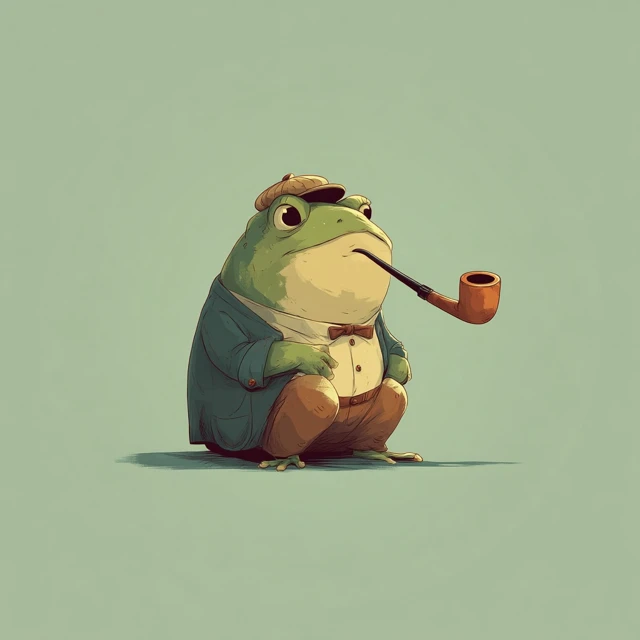 Cartoon Frog with Pipe and Hat