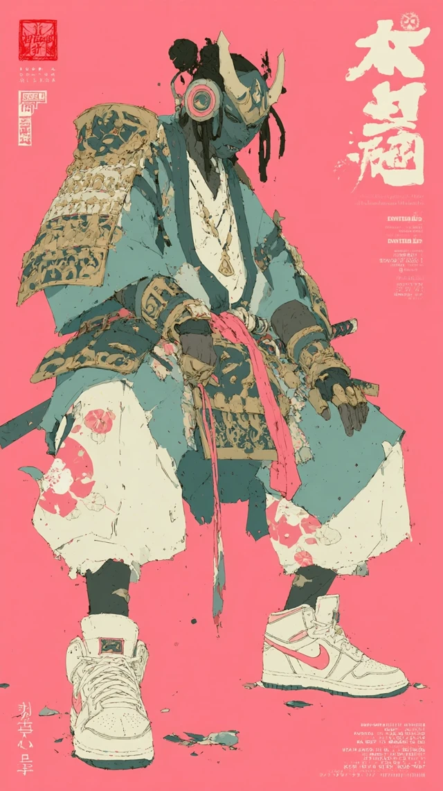 Samurai Rapper Poster: Japanese Magazine Style