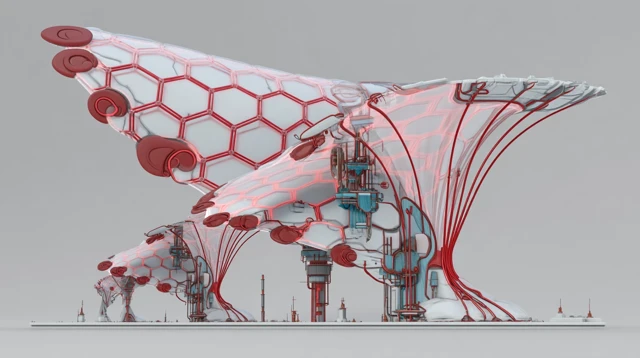 Biomechanical Wing City 3D Model for 3D Printing