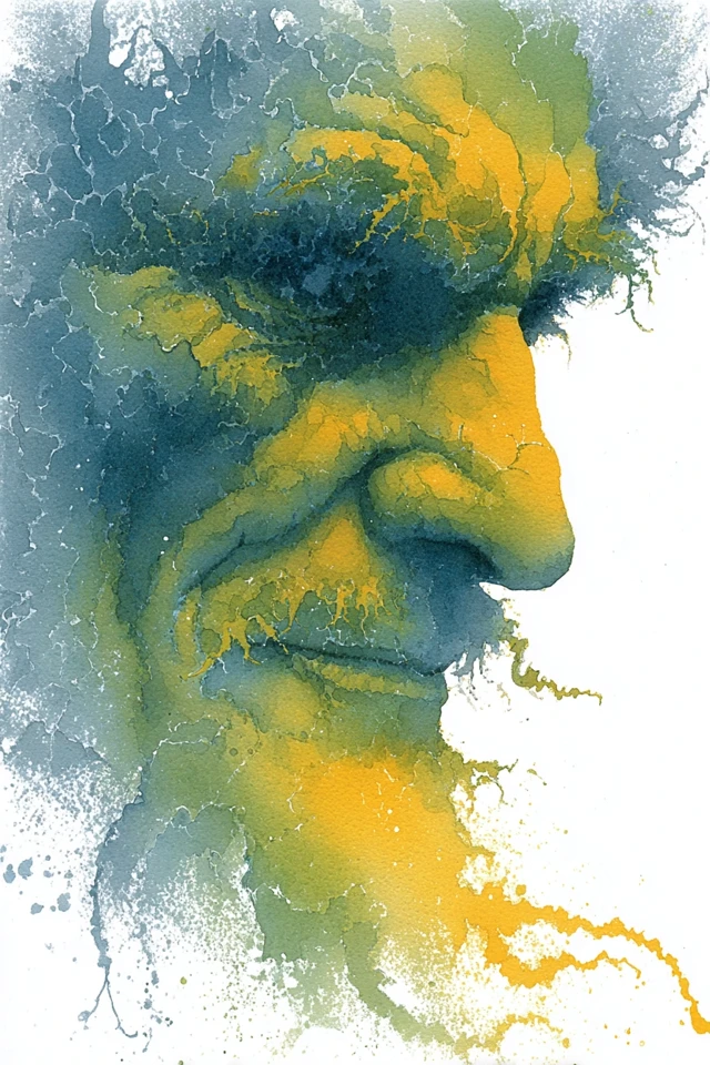 Distorted Face Watercolor Art Psychological Portrait