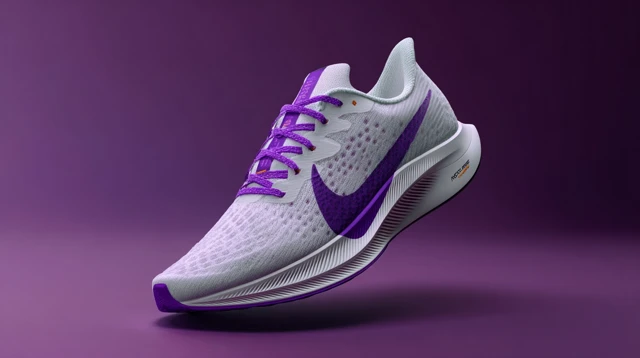 Nike Running Shoe White and Purple 3D Render