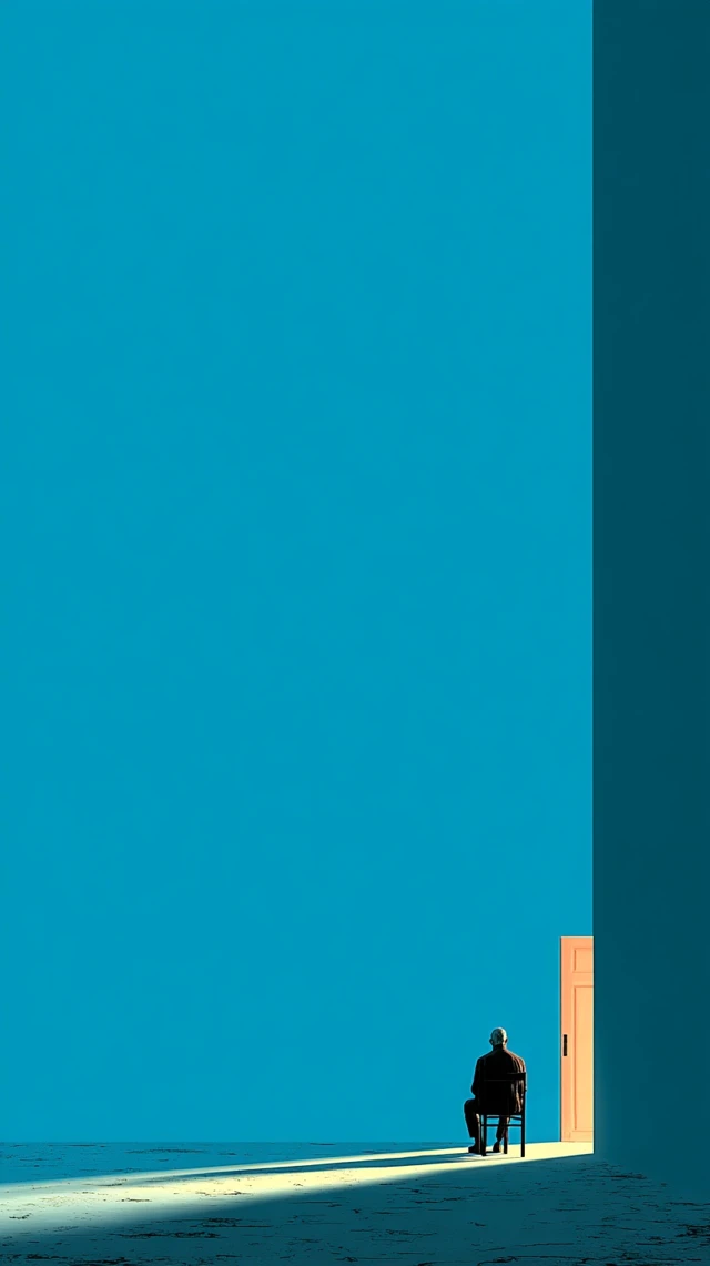 Minimalist Art A Person By A Door