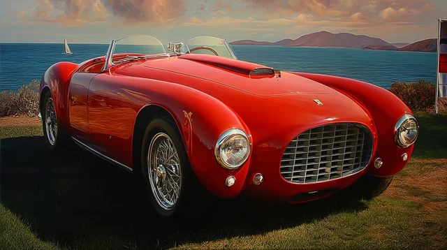 Ferrari Barchetta Oil Painting Pacific Coast Highway
