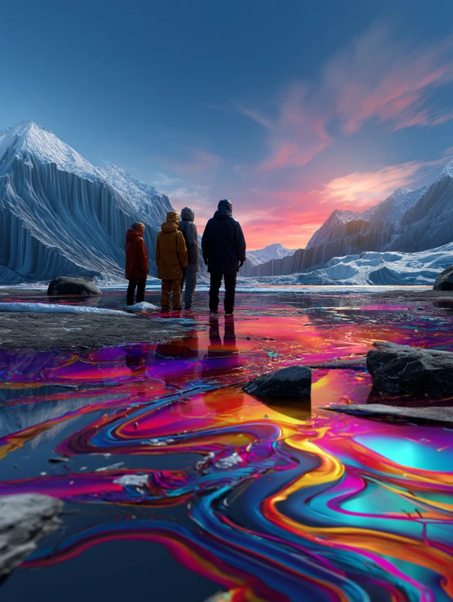 Arctic Explorers and Magical Glacier Reflections