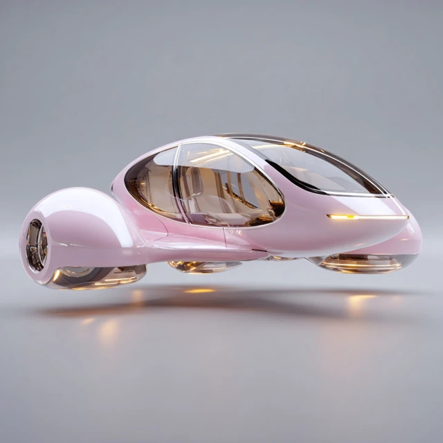 Futuristic Floating Car Pink Design 3021