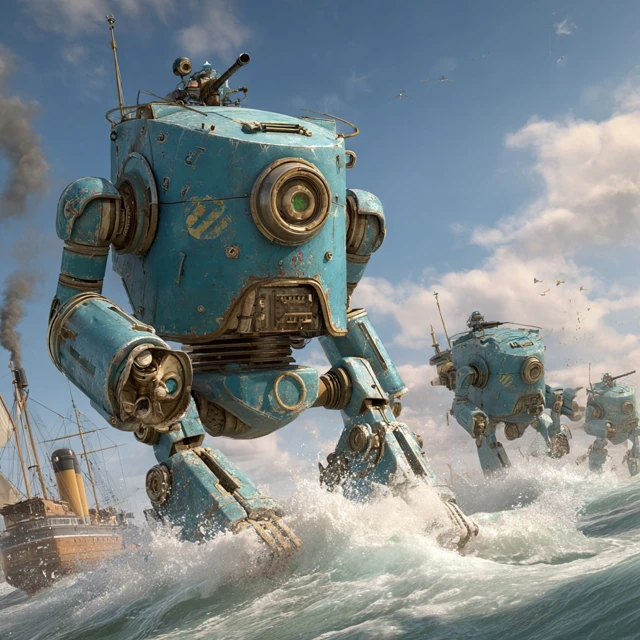 Robot War Invasion Sea Action