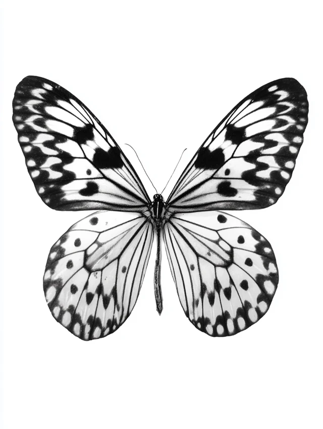 Realistic Black and White Butterfly PNG