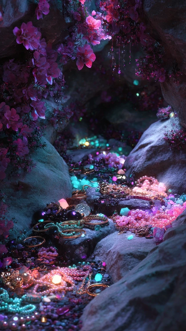 Bioluminescent Burrow Gemstone Treasure