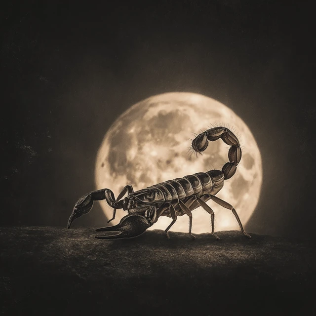 Scorpion Under a Full Moon Nighttime Scene