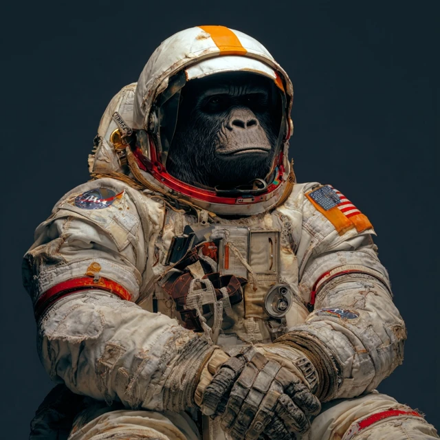 Astronaut Cowboy Ape A Stoic Portrait