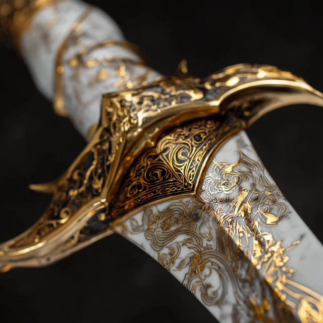 Elven Saber White and Gold Intricate Detailing