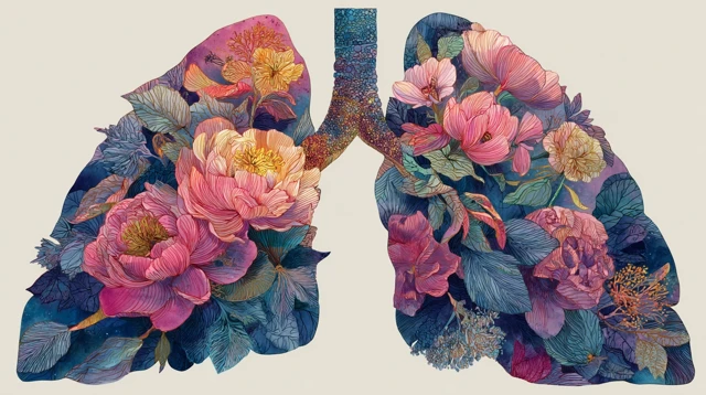 Floral Lungs Watercolor Art - Blooming Roses - Healing