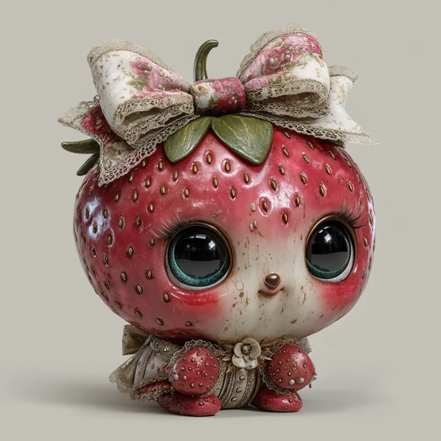 Cute Strawberry Illustration With Floral Details