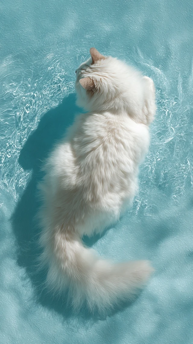 White Ragdoll Cat in Water Cute Photography
