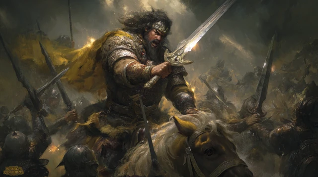 Genghis Khan in Battle Epic Painting