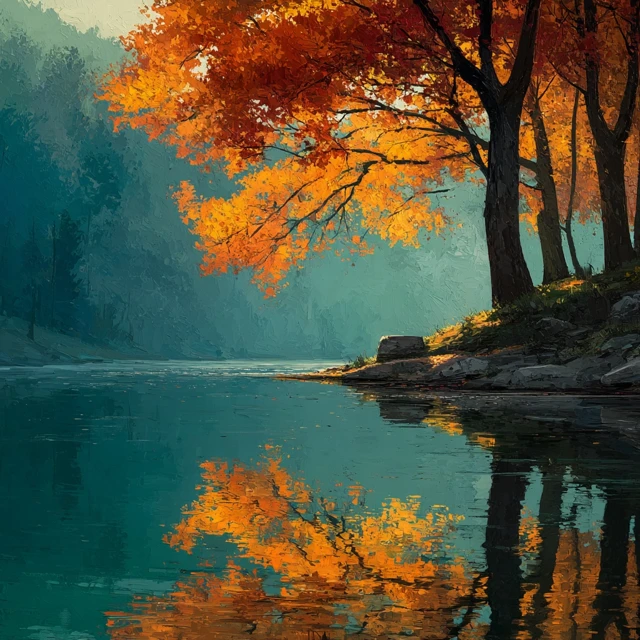 Beautiful Autumn Landscape Painting