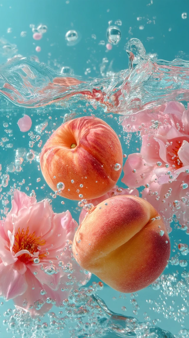 Peach Splashing Underwater Macro Shot