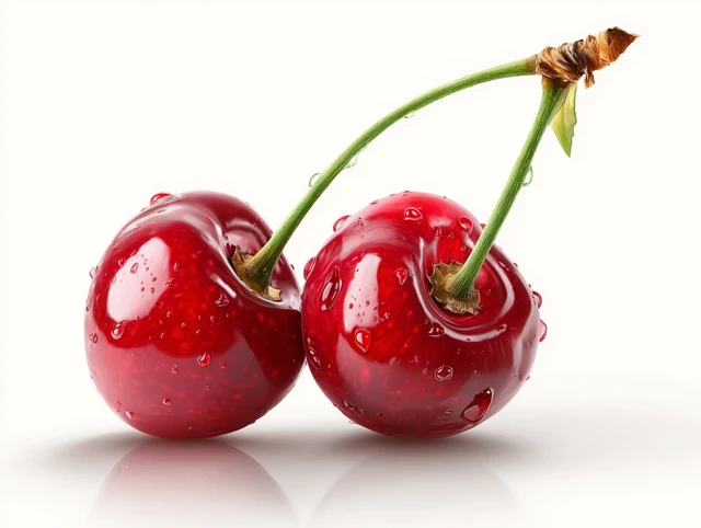 Fresh Red Cherries Photorealistic Detail
