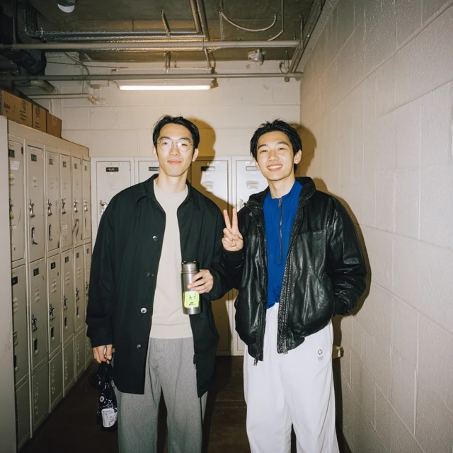 Japanese Men in Warehouse Locker Lobby - Fashion Portrait