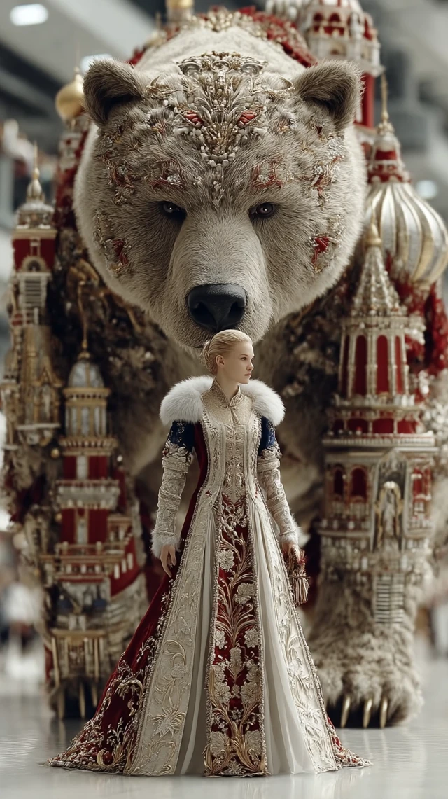 Russian Woman Bear Guardian Hyperrealistic Art