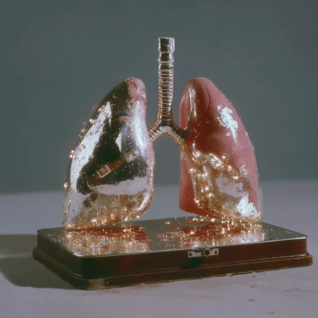 Mechanical Silver Lungs on a Table