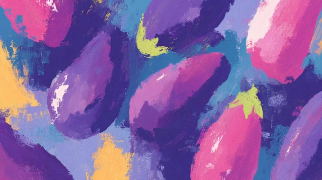 Pop Art Eggplants Bold Brushstrokes