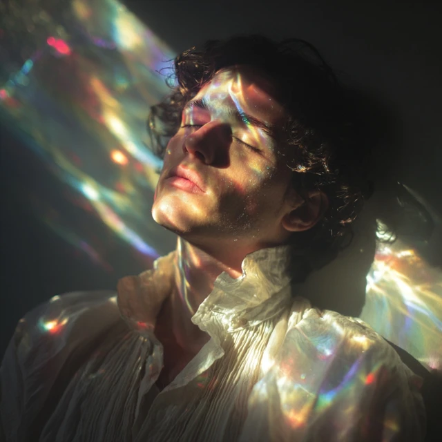 Prism Light Portrait Dreamy Serene Man