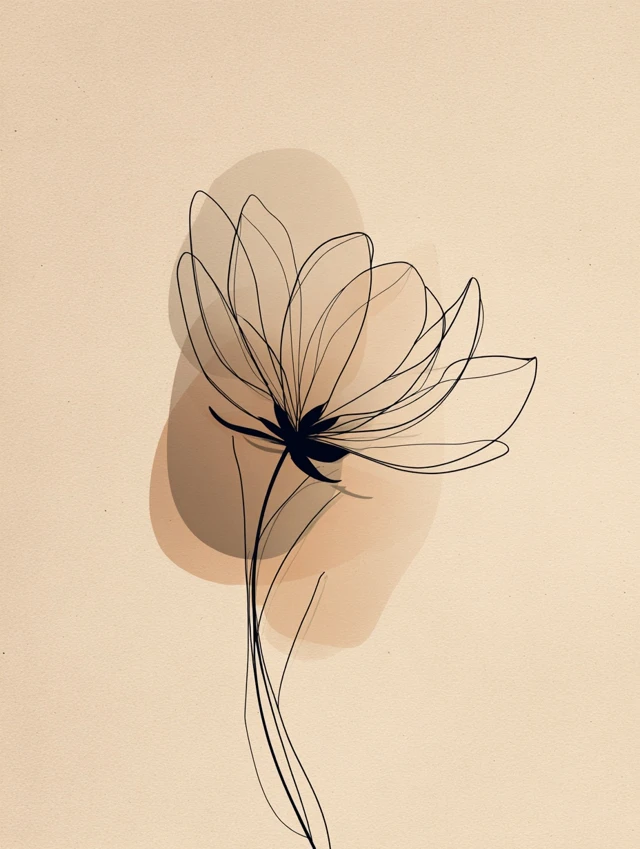Minimalist Flower Line Art Wall Decor
