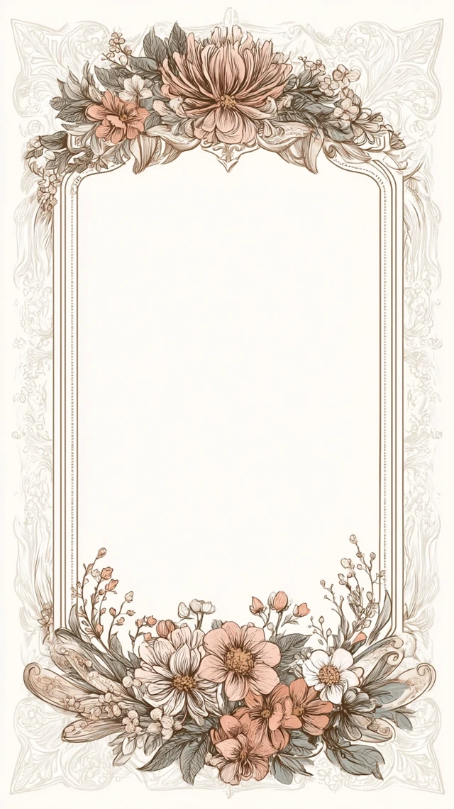Boho Wedding Invitation Art Nouveau Floral Design