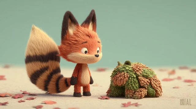 Cute Fox Cartoon 3D Illustration