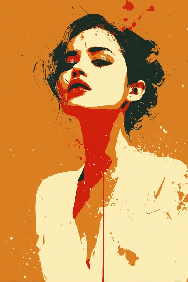 Woman Portrait Minimalist Splashy Tones