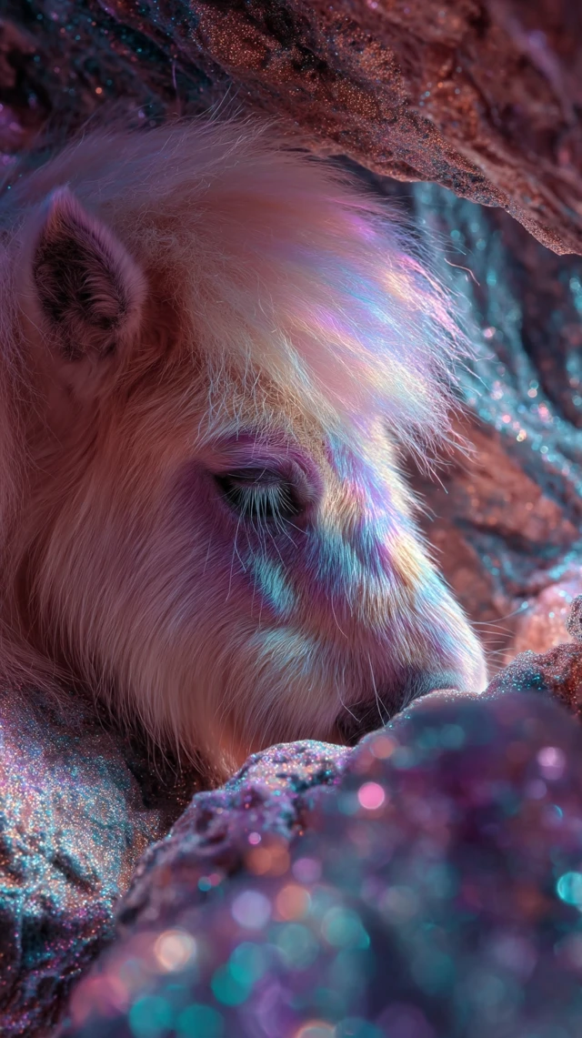 Iridescent Pony in a Glittering Cave