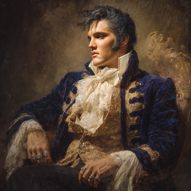 Elvis Presley as an 18th Century Duke Oil Painting