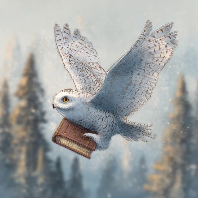 Polar Owl Reading Book Illustration for Children