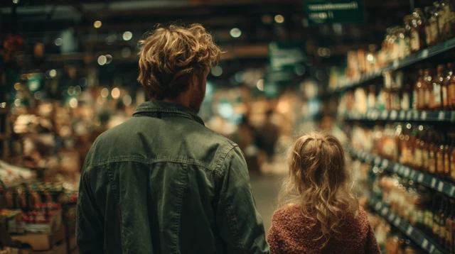Dad and Daughter Grocery Shopping Netherlands