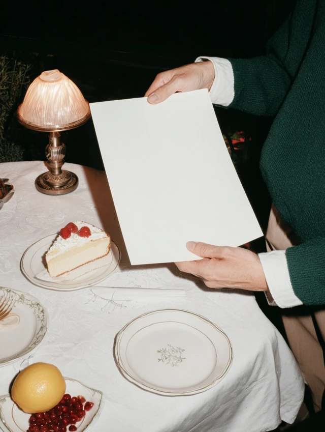A5 Paper Mockup Cafe Setting with Lemon Cheesecake