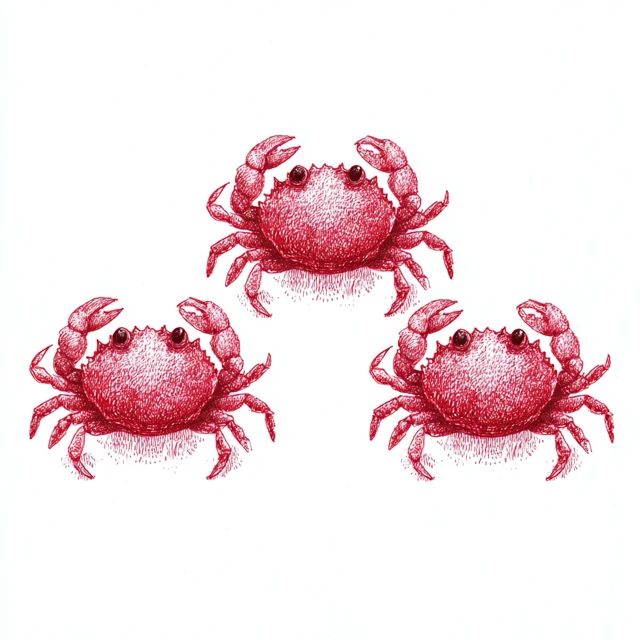Red Crabs Minimalist Hand Drawn Illustration