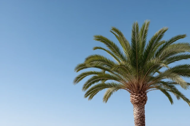 Minimalist Palm Tree Against Clear Sky