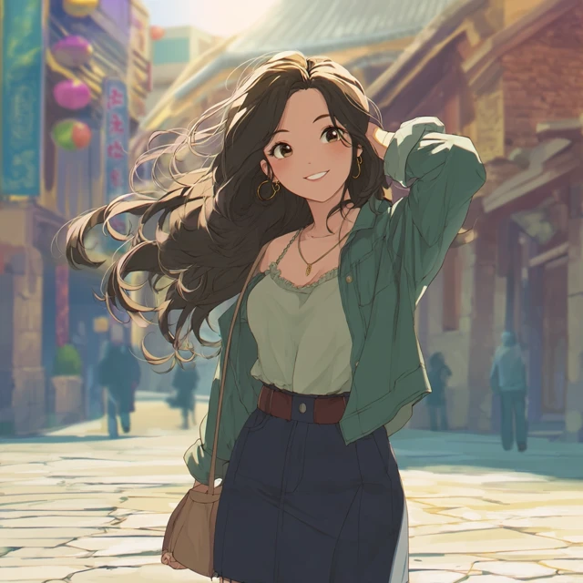 Anime Girl in China: Joyful Kazakh Woman