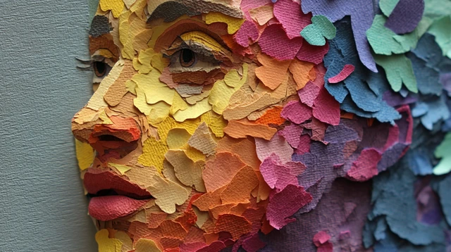 Colorful Paper Portrait of a Woman