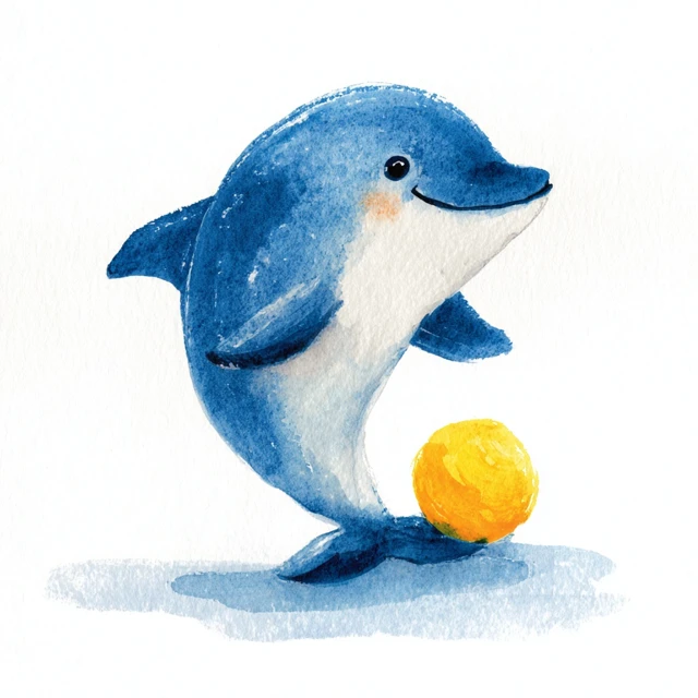 Cute Watercolor Dolphin Illustration for Kids