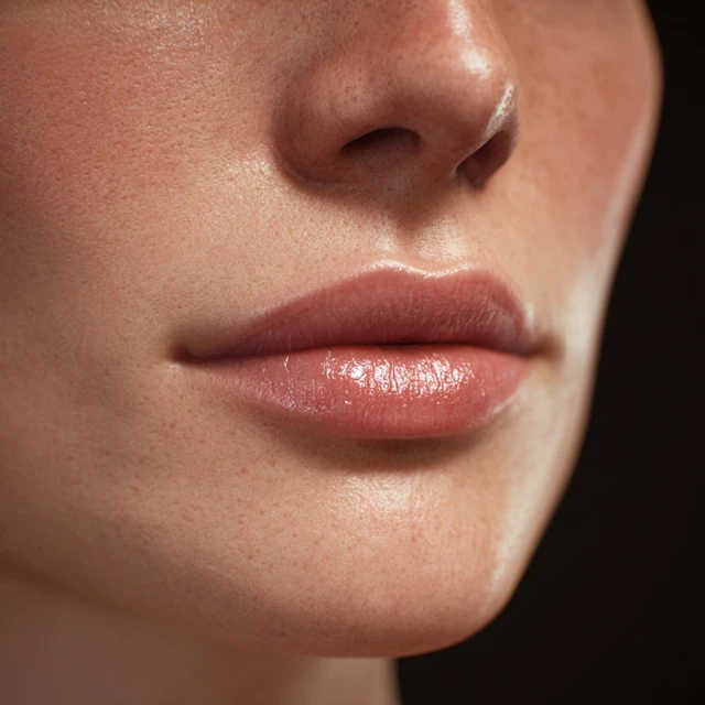 Close Up Lips and Face of Woman Realistic Detail