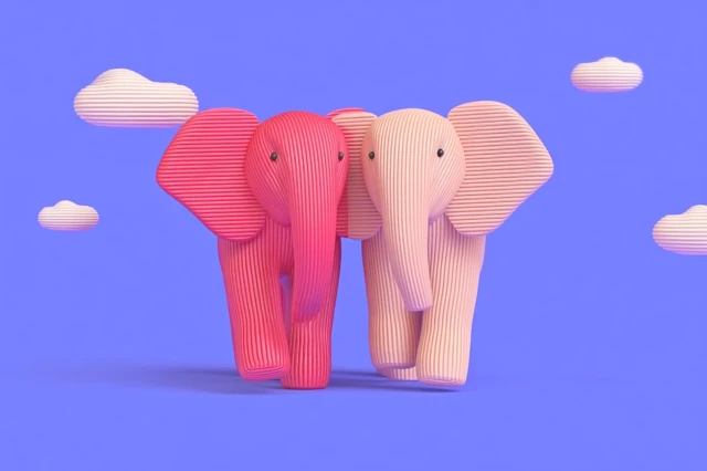 Surreal Elephants in a Minimalist Fantasy Landscape
