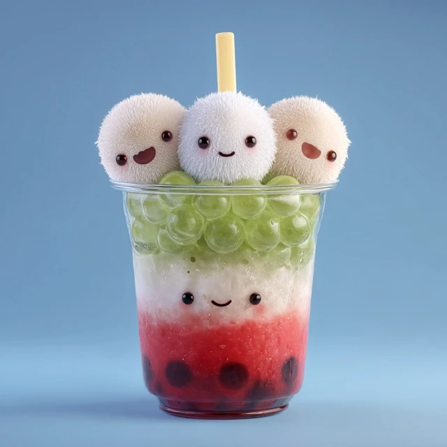 Tribble Boba Drink with Watermelon and Lychee