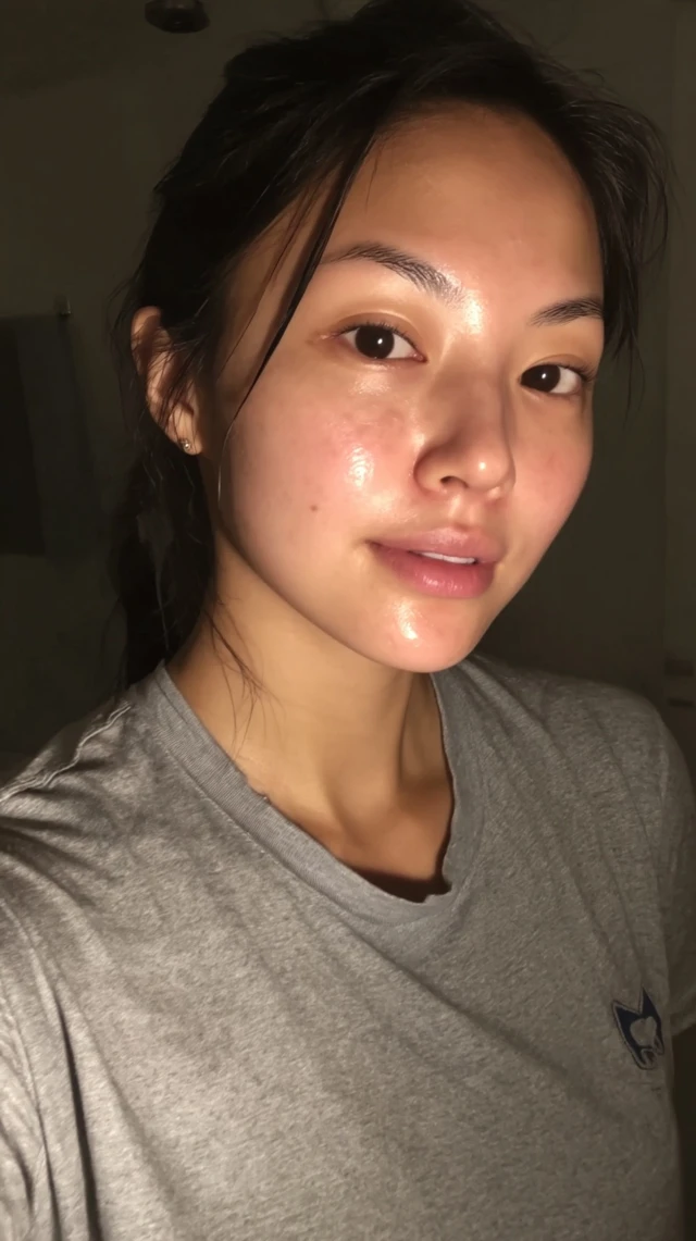 Natural Beauty Chinese Woman Makeup Free Selfie