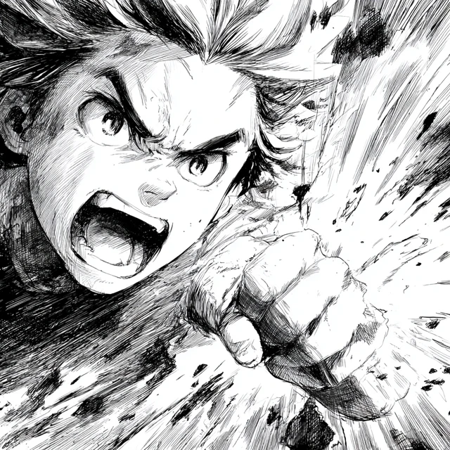 Intense Anime Character Action Scene