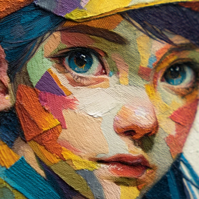 Geometric Collage Face Portrait Art