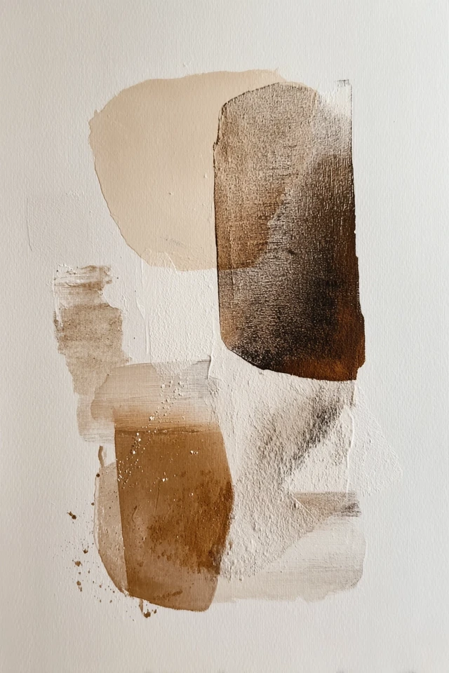 Minimalist Abstract Painting in Beige and Brown Tones