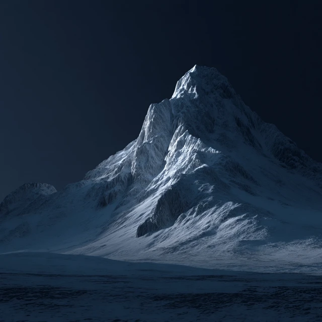 Snowy Mountain Peak Under a Dark Sky